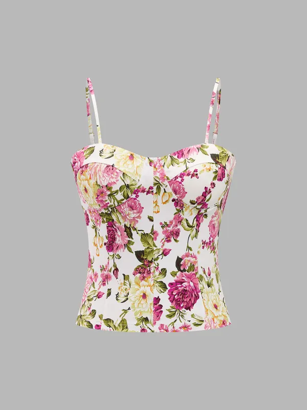 Floral Print Cami Bustier Top made by COMMENSE