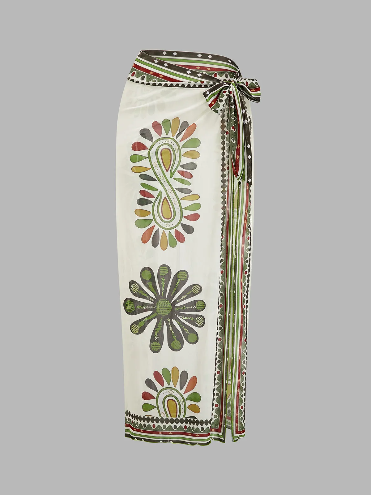 Paisley Print One Piece Swimsuit & Sarong Set sold by COMMENSE product image thumbnail 4