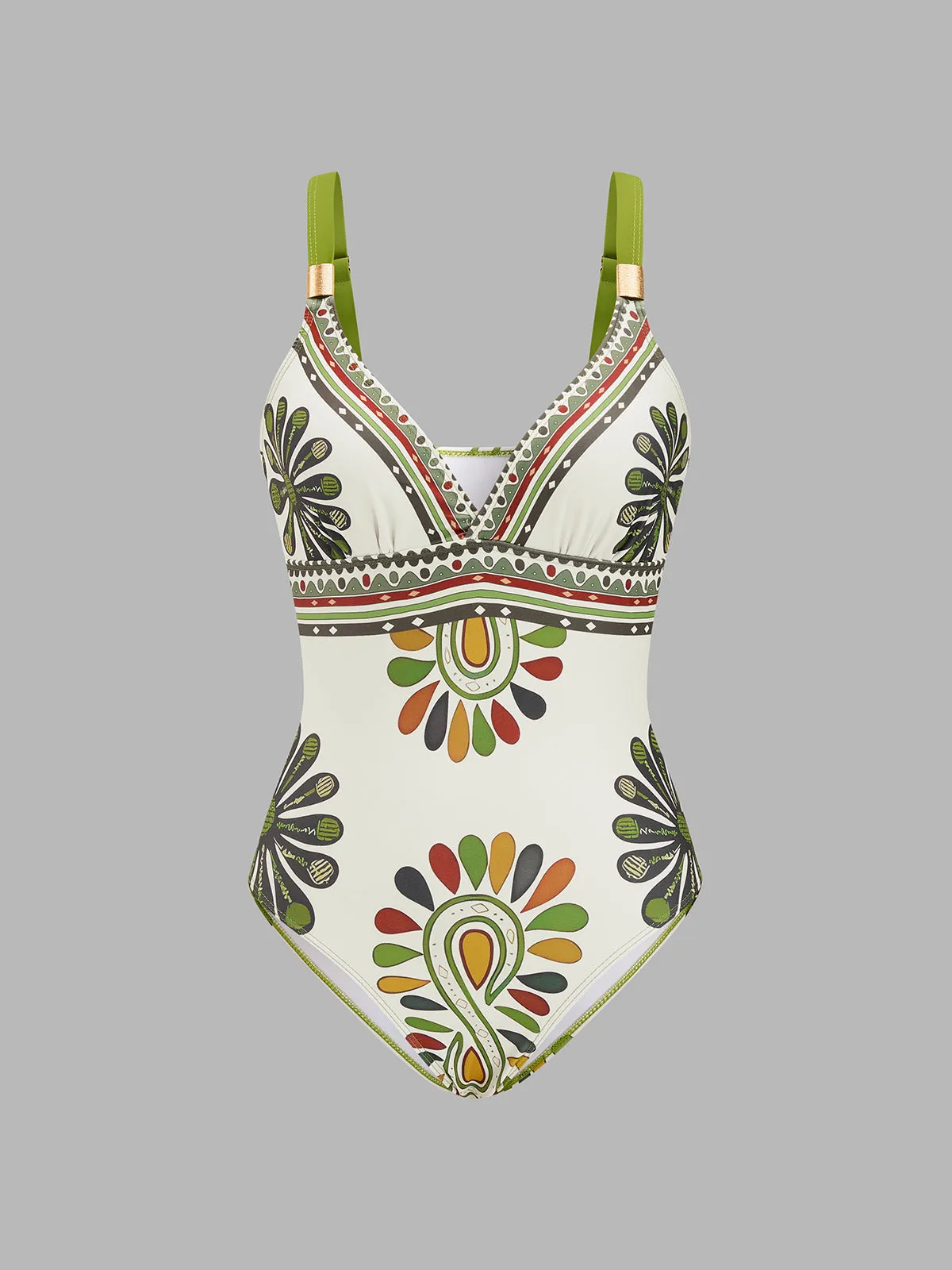 Paisley Print One Piece Swimsuit & Sarong Set sold by COMMENSE product image thumbnail 2