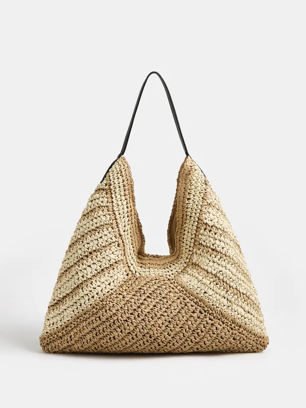 Straw Woven Large Shoulder Tote Bag made by COMMENSE