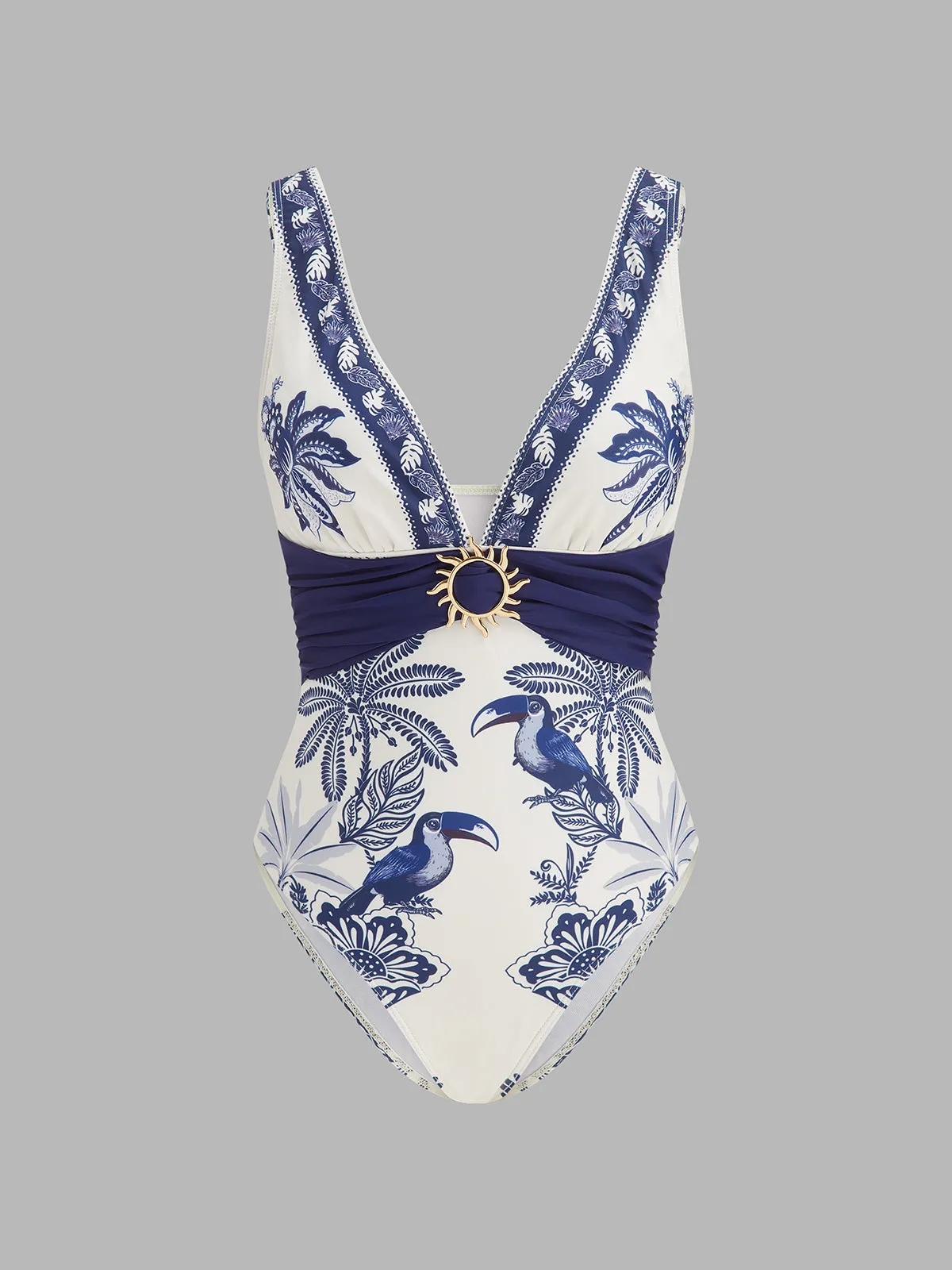 Tropical Toucan Print One Piece Swimsuit & Sarong Set sold by COMMENSE product image thumbnail 2