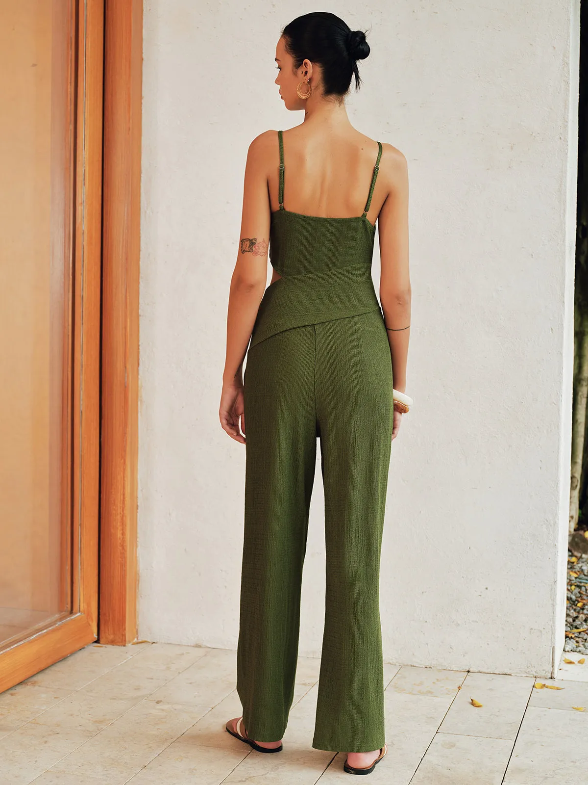 Asymmetrical Bead Cutout Top & Pants Set sold by COMMENSE product image thumbnail 4