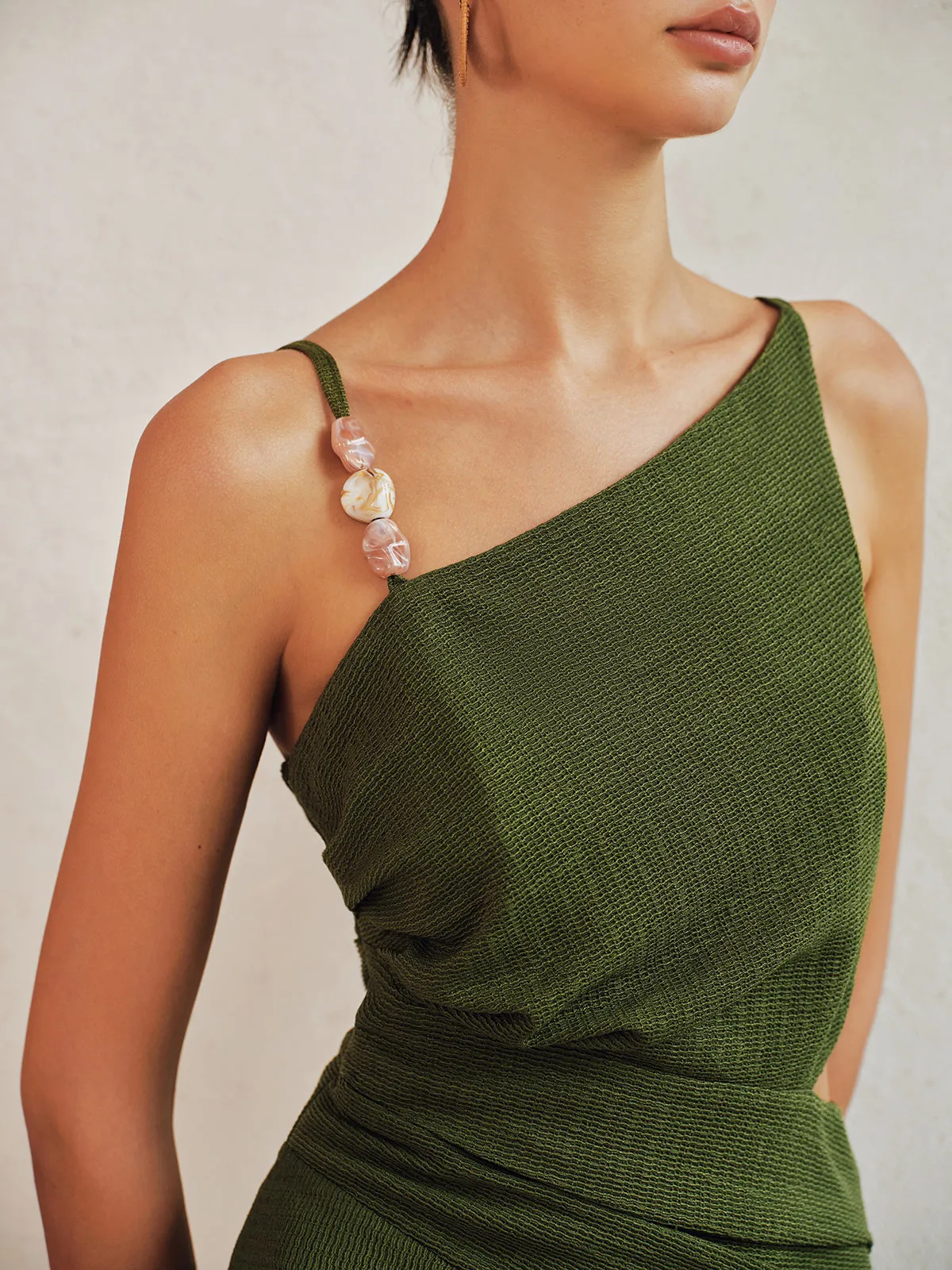 Asymmetrical Bead Cutout Top & Pants Set sold by COMMENSE product image thumbnail 2