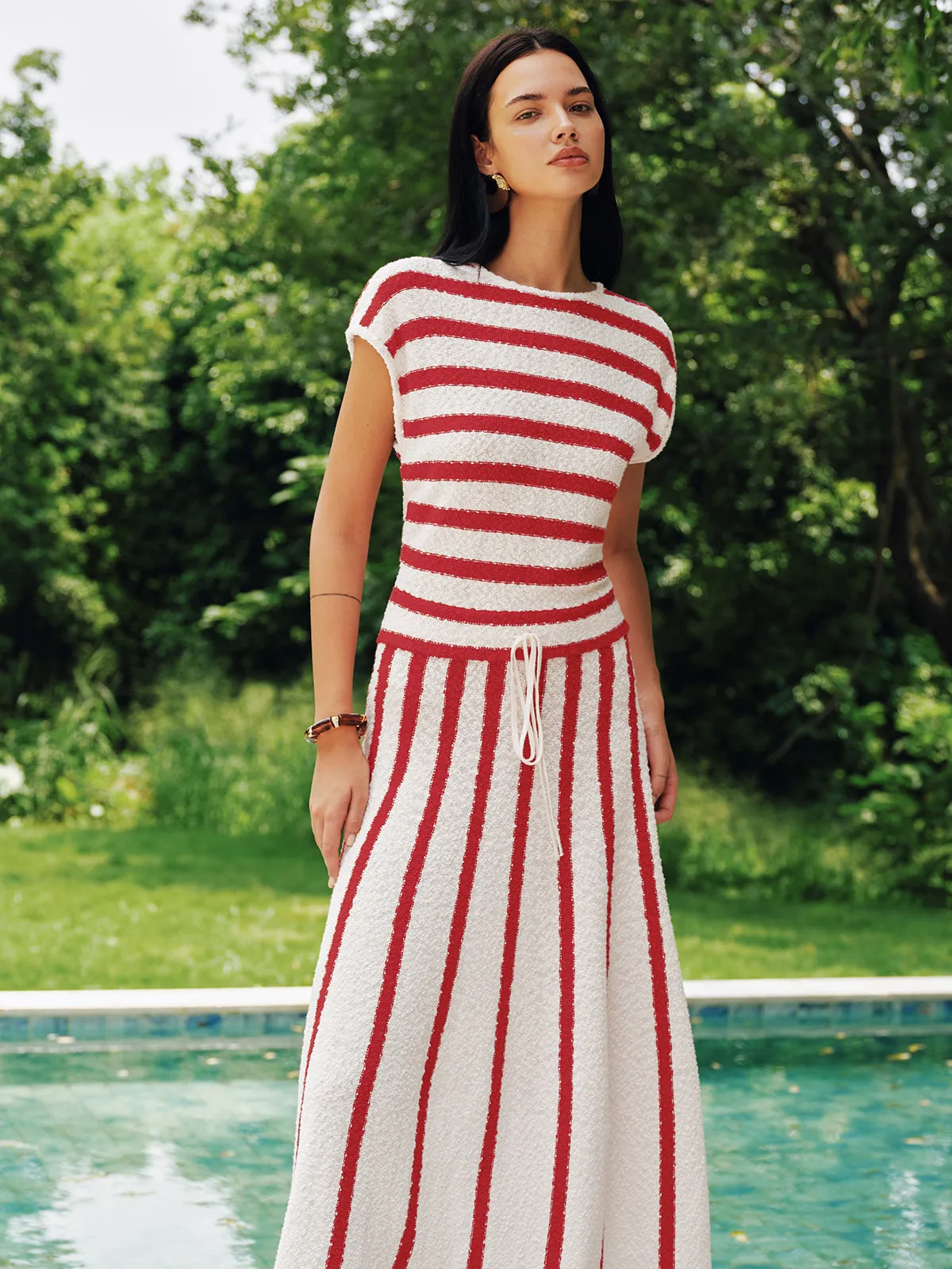 Striped Textured Knit Midi Dress sold by COMMENSE product image thumbnail 3