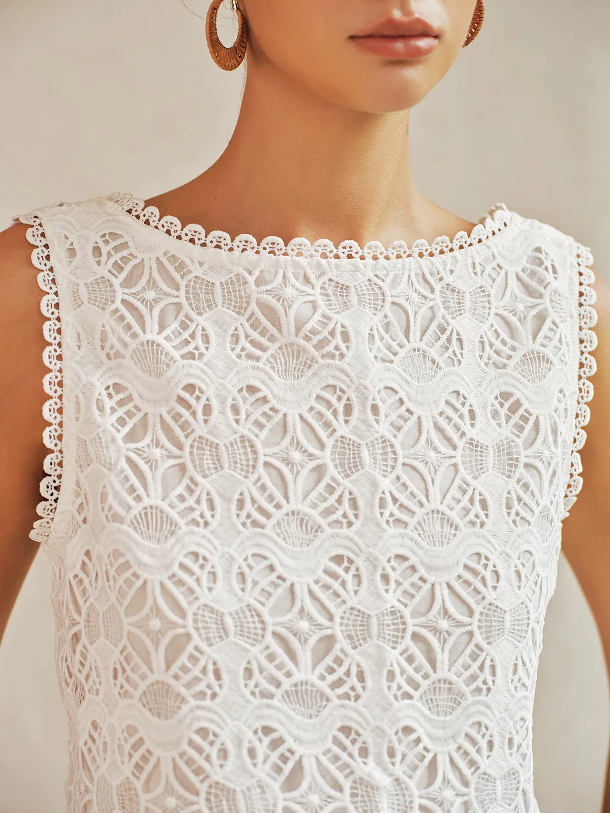 Guipure Lace Peplum Backless Sleeveless Top sold by COMMENSE product image thumbnail 5