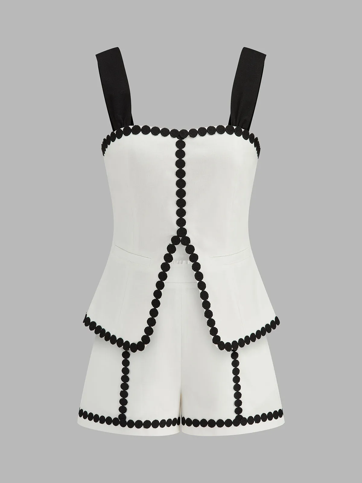 Contrast Trim Corset Shorts Set sold by COMMENSE product image thumbnail 2