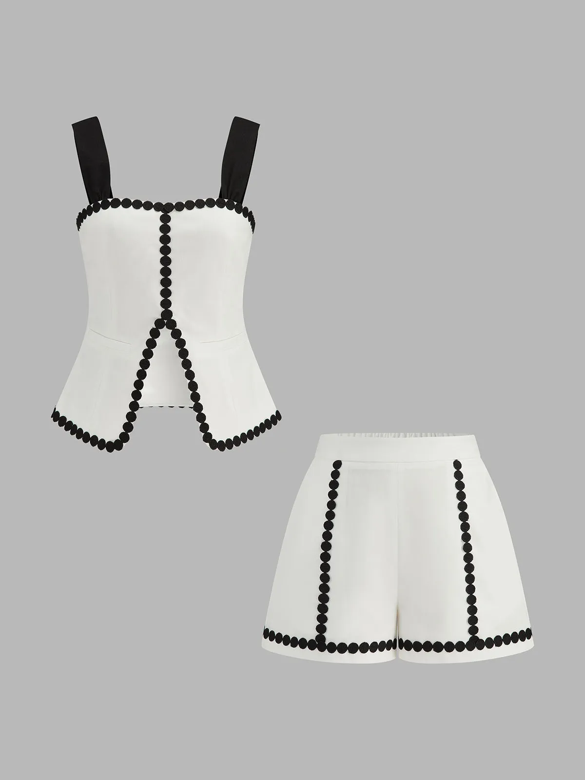 Contrast Trim Corset Shorts Set sold by COMMENSE product image thumbnail 3