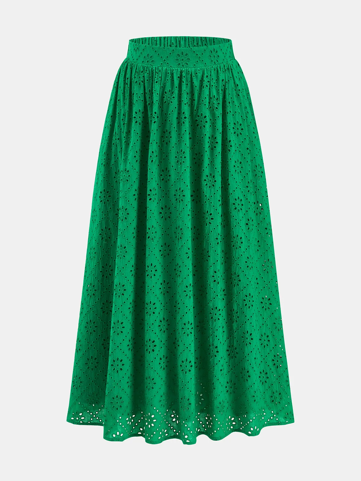 Eyelet Embroidered Top & Midi Skirt Set sold by COMMENSE product image thumbnail 5