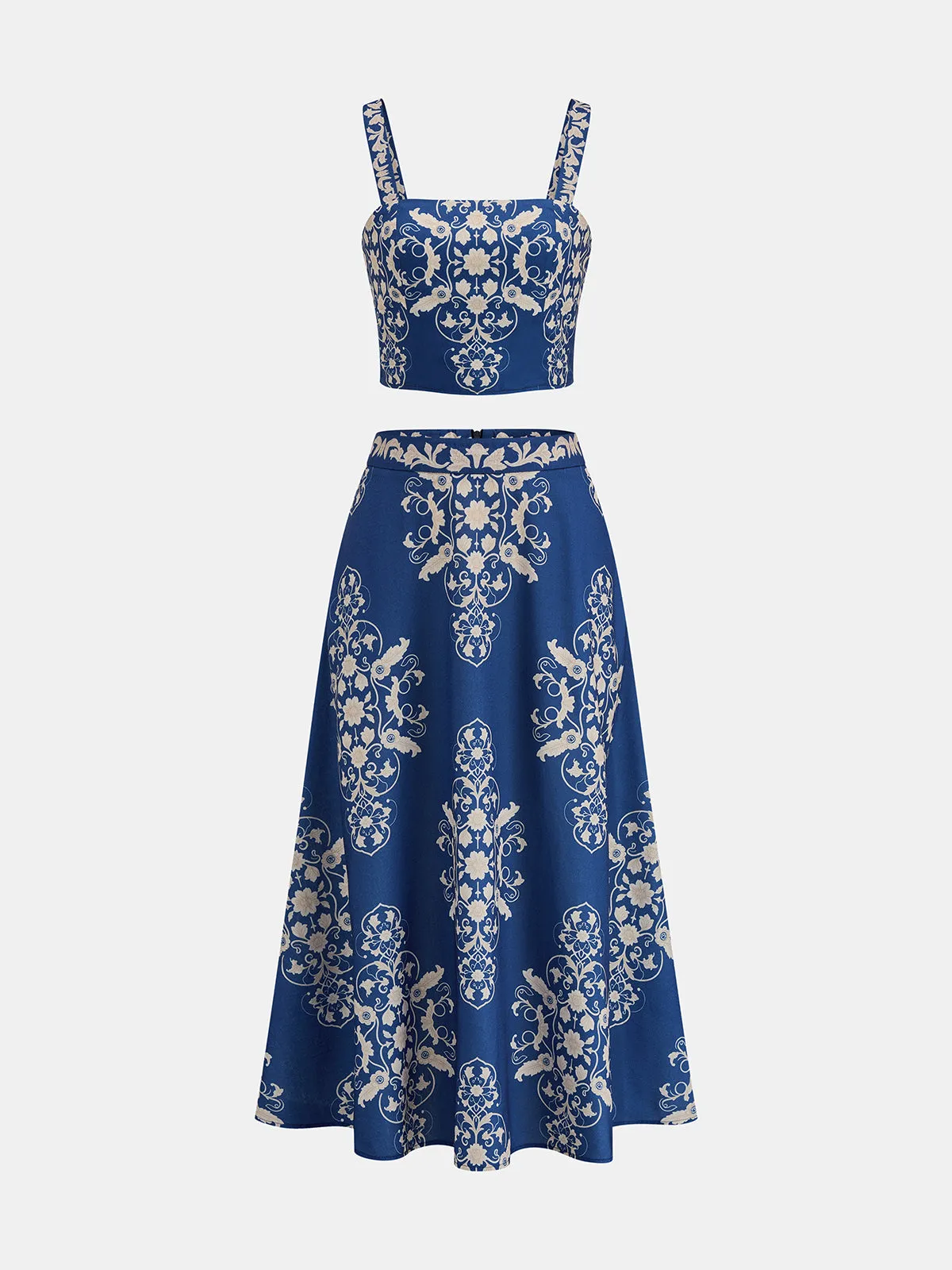 Baroque Print Cami Crop Top & Maxi Skirt Set sold by COMMENSE product image thumbnail 2