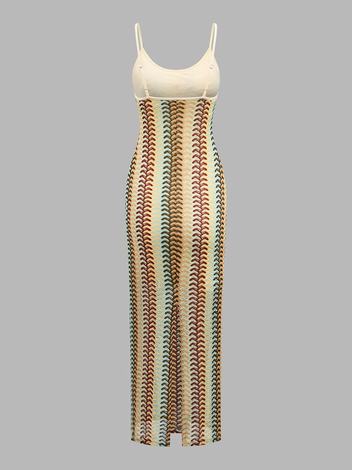 Multicolor Striped Knit Midi Cami Dress sold by COMMENSE product image thumbnail 3