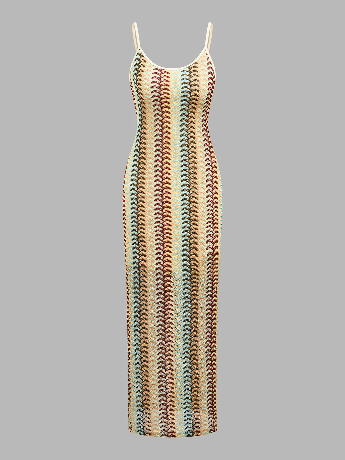 Multicolor Striped Knit Midi Cami Dress sold by COMMENSE product image thumbnail 2