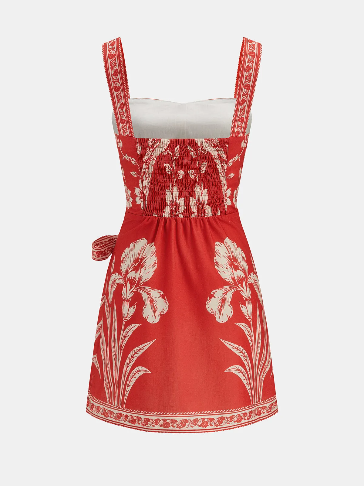 Floral Bird Print Wrap Tie Mini Dress sold by COMMENSE product image thumbnail 2
