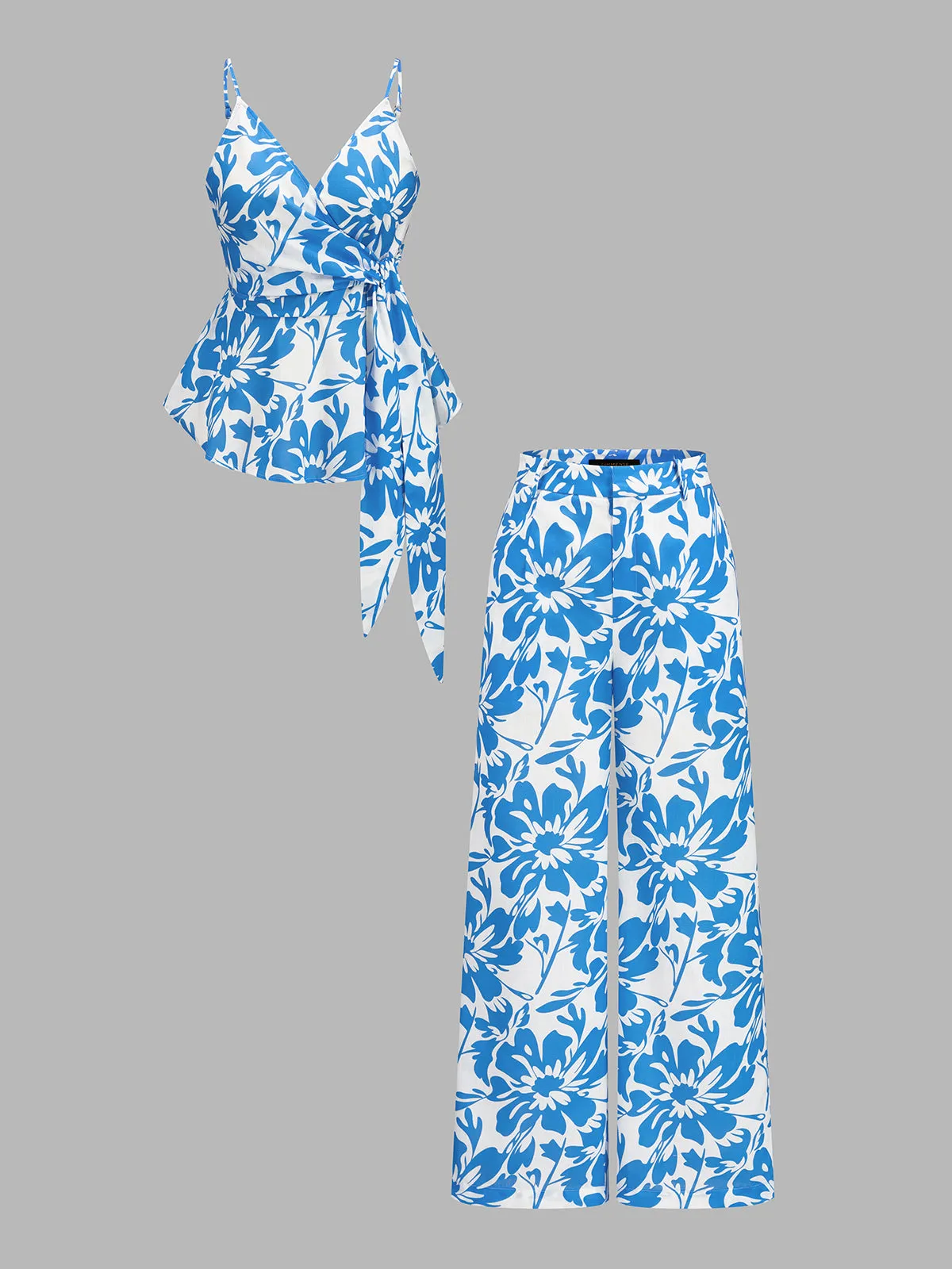 Floral Print Wrap Cami Top & Pants Set sold by COMMENSE