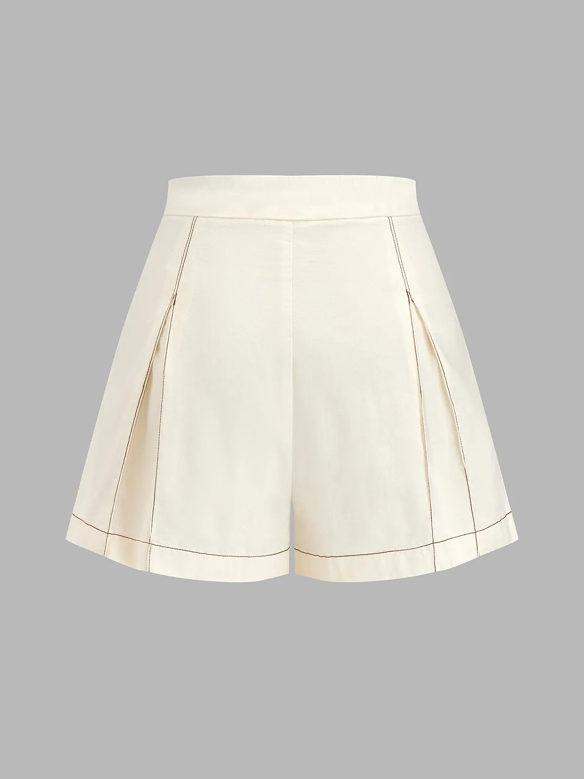 Contrast Stitch Peplum Vest & Pleated Shorts Set sold by COMMENSE product image thumbnail 5
