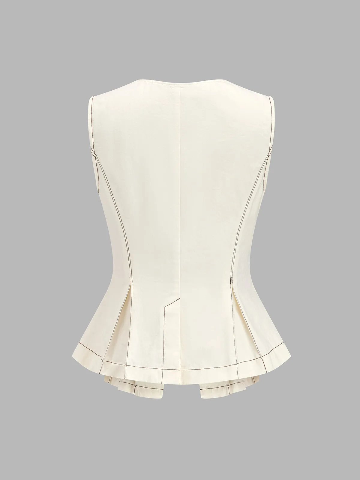 Contrast Stitch Peplum Vest & Pleated Shorts Set sold by COMMENSE product image thumbnail 3