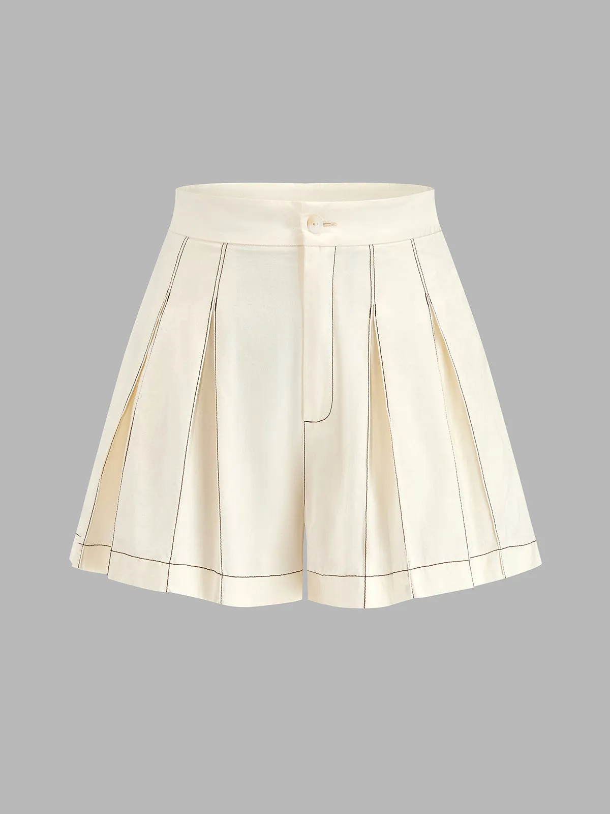 Contrast Stitch Peplum Vest & Pleated Shorts Set sold by COMMENSE product image thumbnail 4