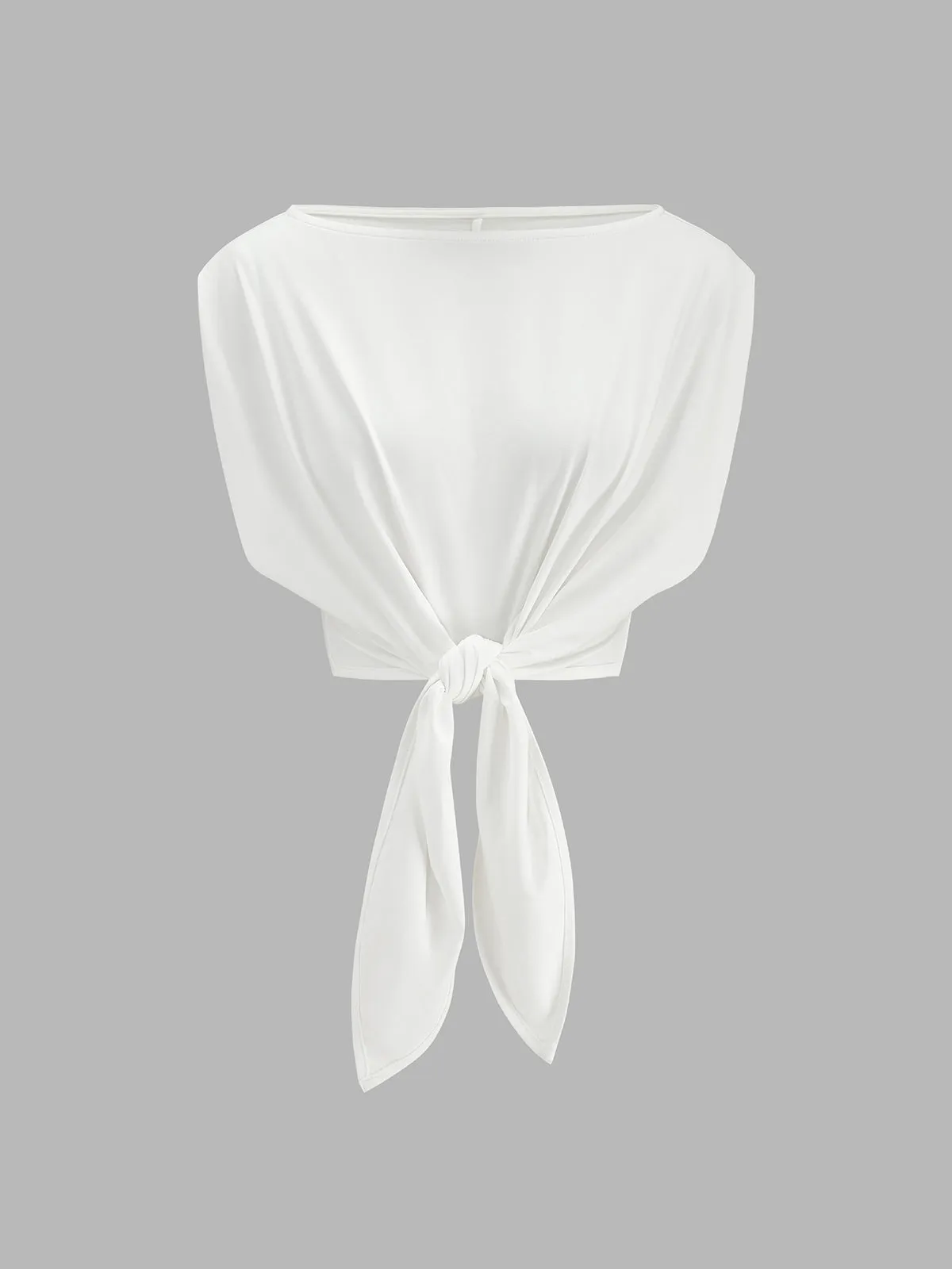 Semi Sheer Dolman Sleeve Tie Knot Blouse sold by COMMENSE