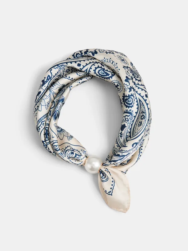 Paisley Print Pearl Magnetic Closure Scarf made by COMMENSE