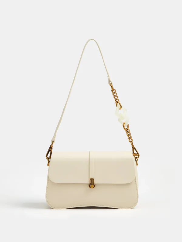 Curved Bottom Flap Shoulder Bag made by COMMENSE