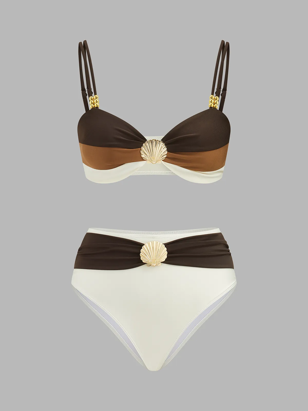 Color Block Shell Accent Bikini Set sold by COMMENSE product image thumbnail 2