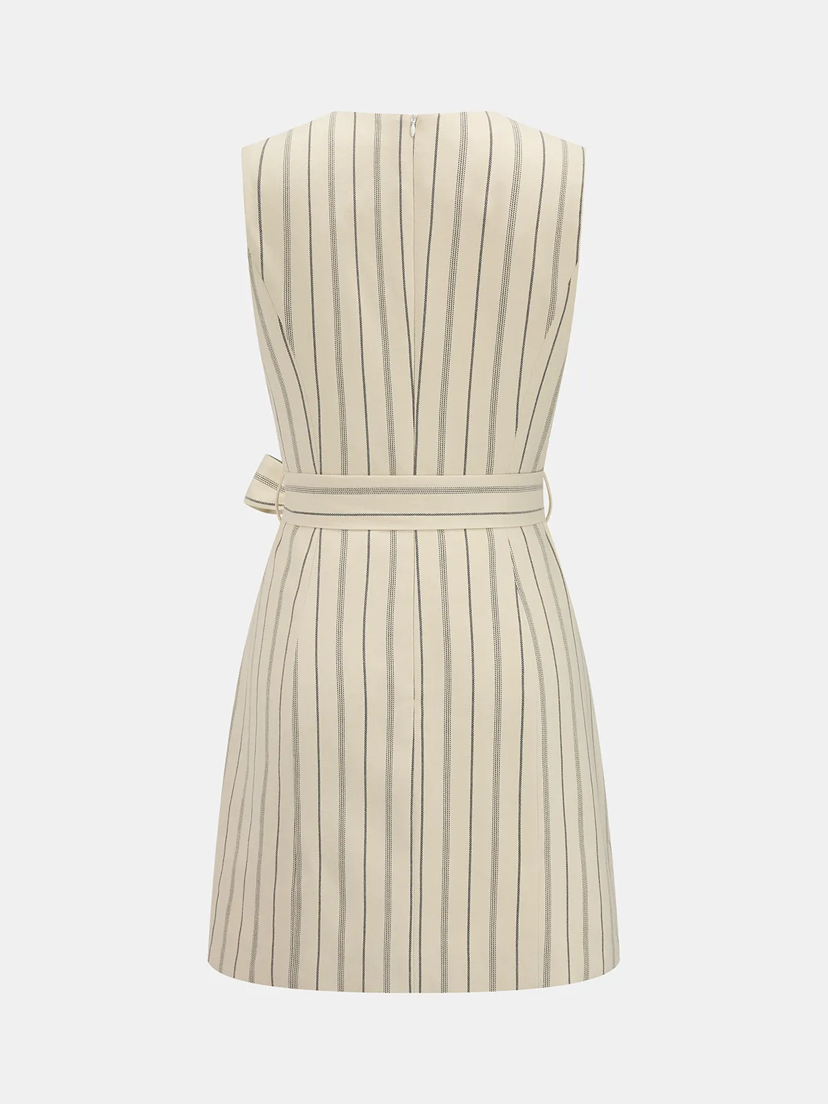 Striped Sleeveless Buttoned Belted Mini Dress sold by COMMENSE product image thumbnail 3