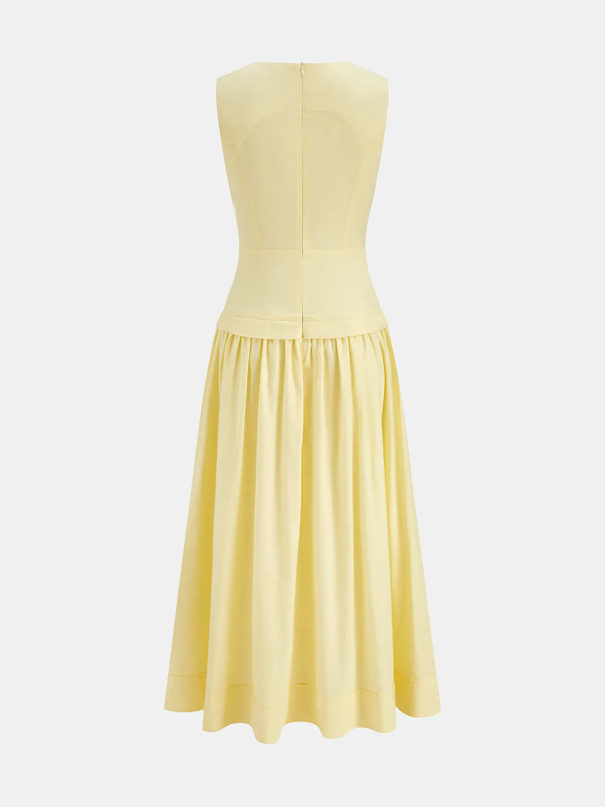 Button Front Sleeveless Cotton Linen Midi Dress sold by COMMENSE product image thumbnail 3