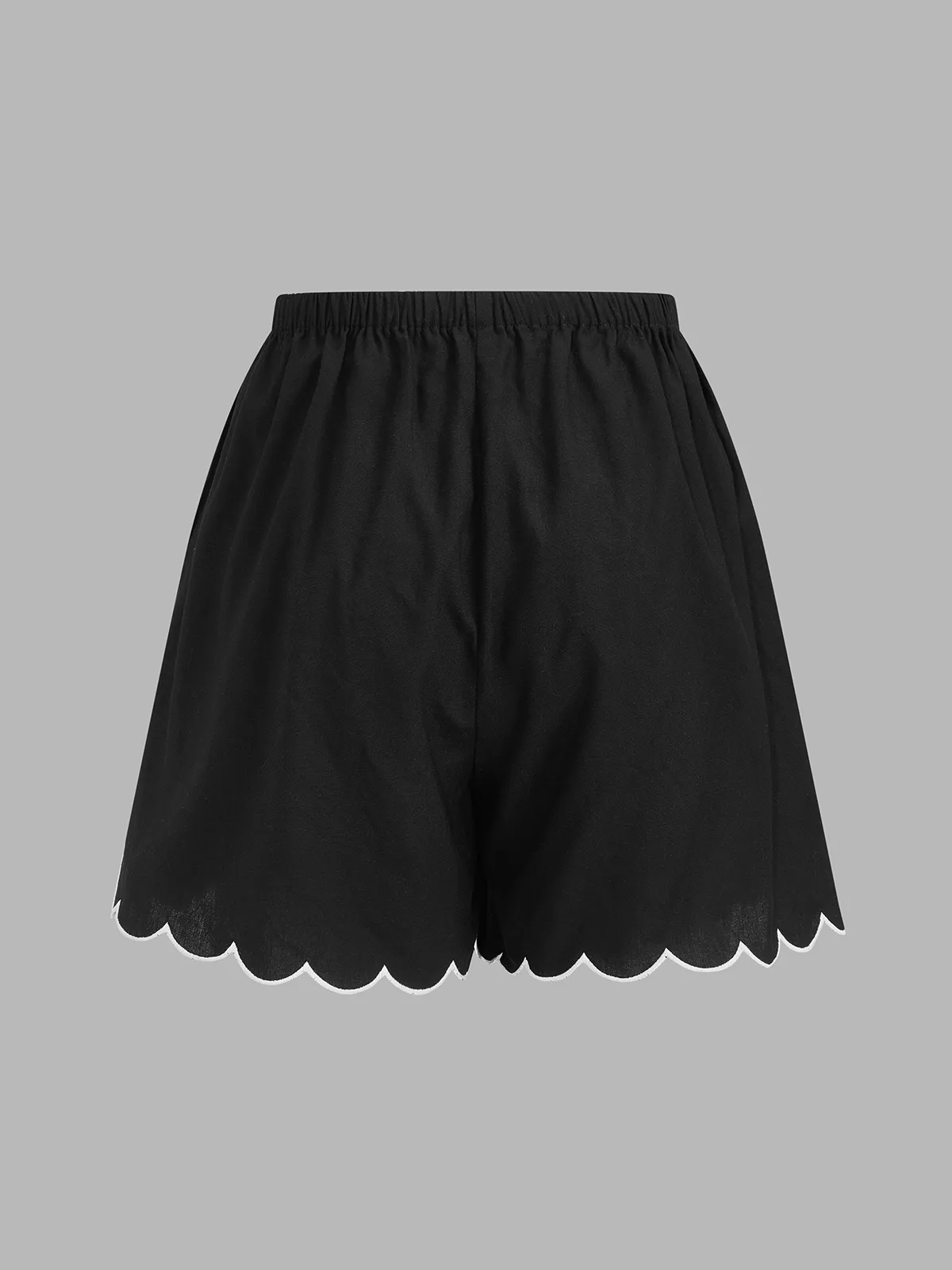 Tie-Front Scallop Trim Top & Shorts Set sold by COMMENSE product image thumbnail 5