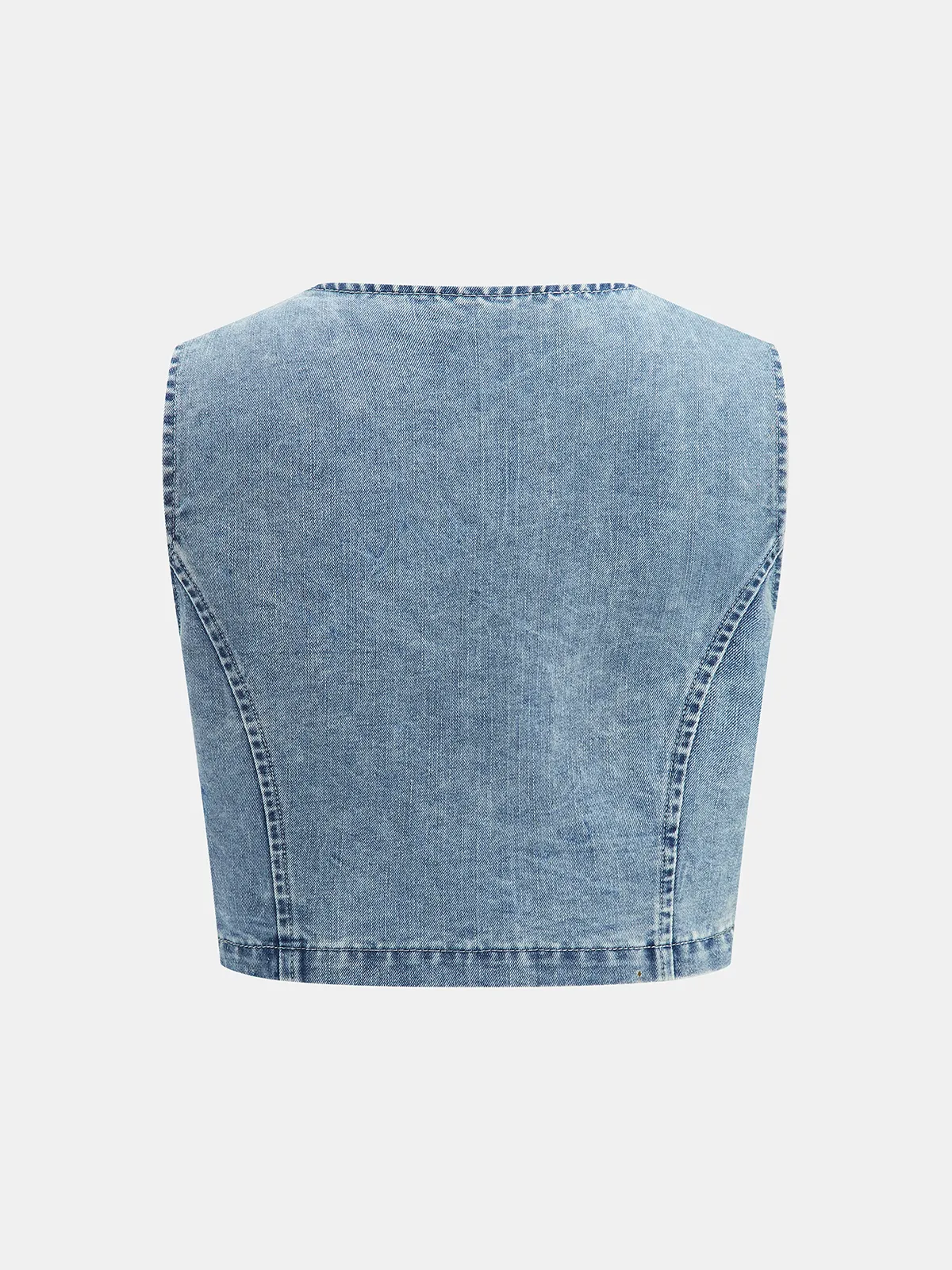 Scallop Edge Denim Two Piece Skirt Set sold by COMMENSE product image thumbnail 3