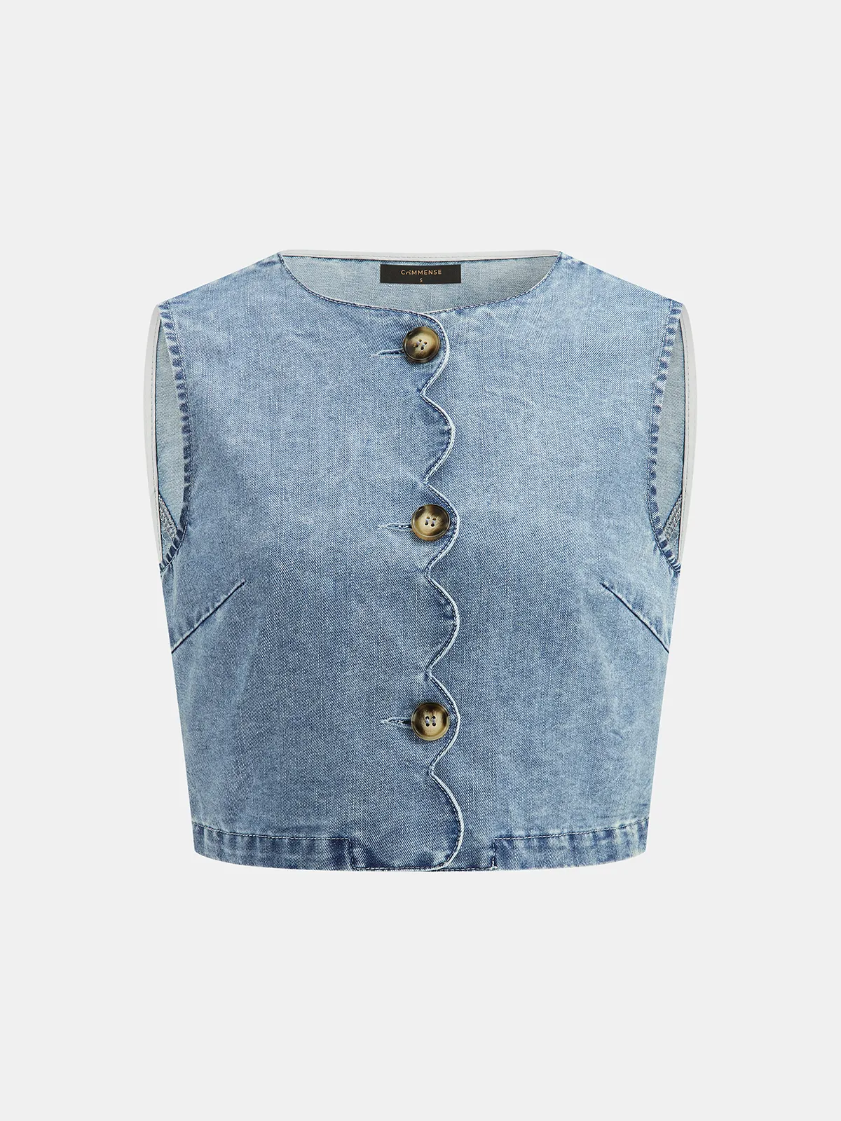 Scallop Edge Denim Two Piece Skirt Set sold by COMMENSE product image thumbnail 2
