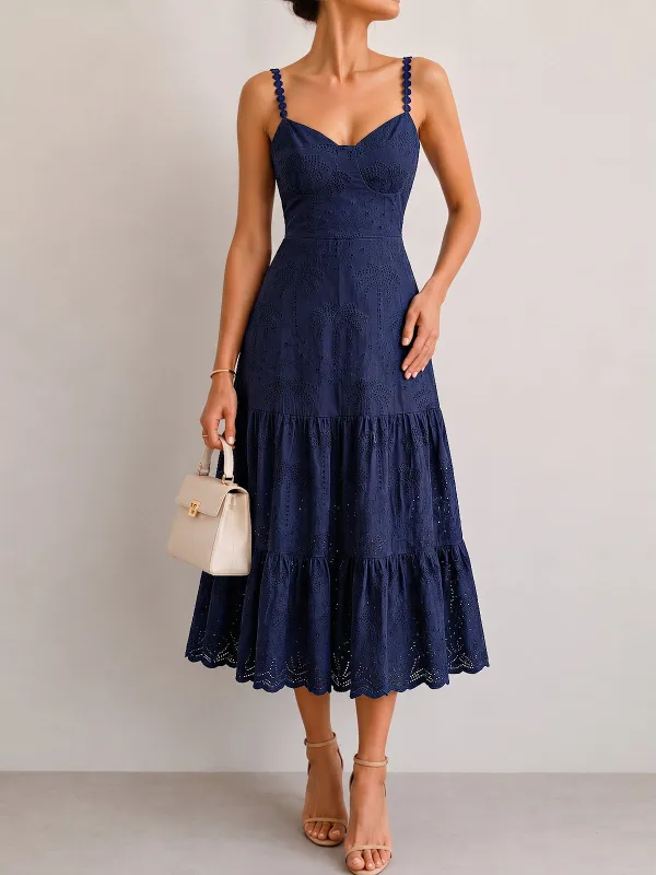 Eyelet Embroidery Tiered Cami Dress made by COMMENSE