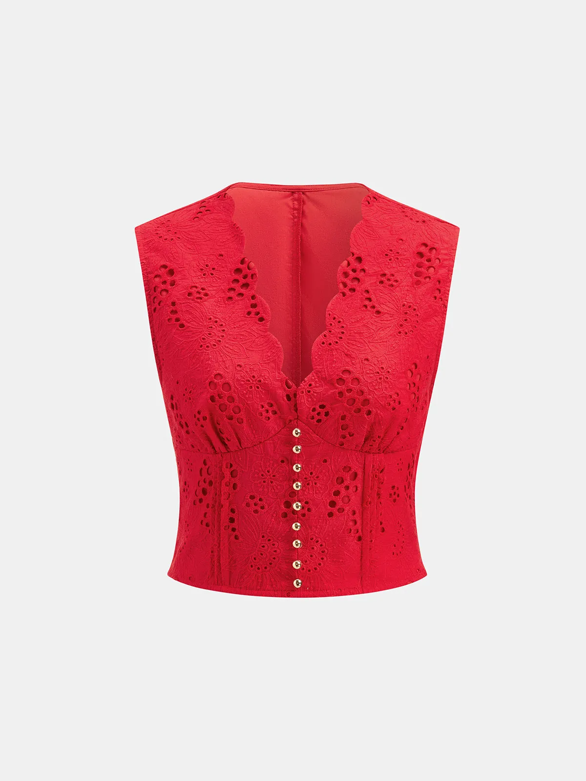 Eyelet Embroidery V-Neck Tank Top sold by COMMENSE product image thumbnail 2