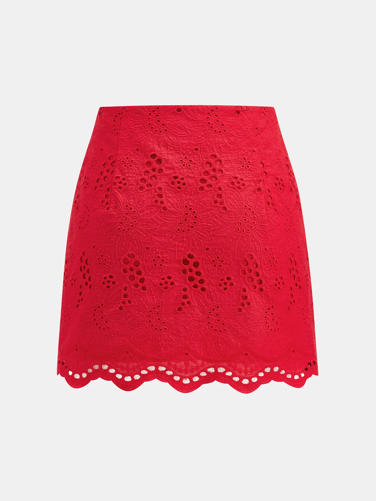 Eyelet Embroidery Tie Waist Mini Skirt sold by COMMENSE product image thumbnail 3