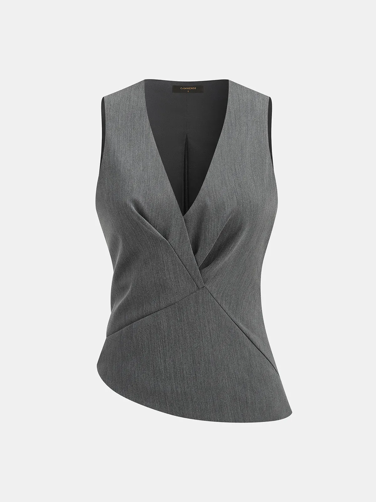 V Neck Asymmetrical Vest & Pleated Pant Set sold by COMMENSE product image thumbnail 3