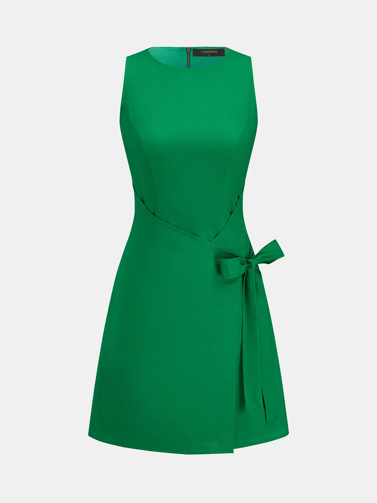 Cotton Linen Wrap Tie Sleeveless Mini Dress sold by COMMENSE product image thumbnail 2