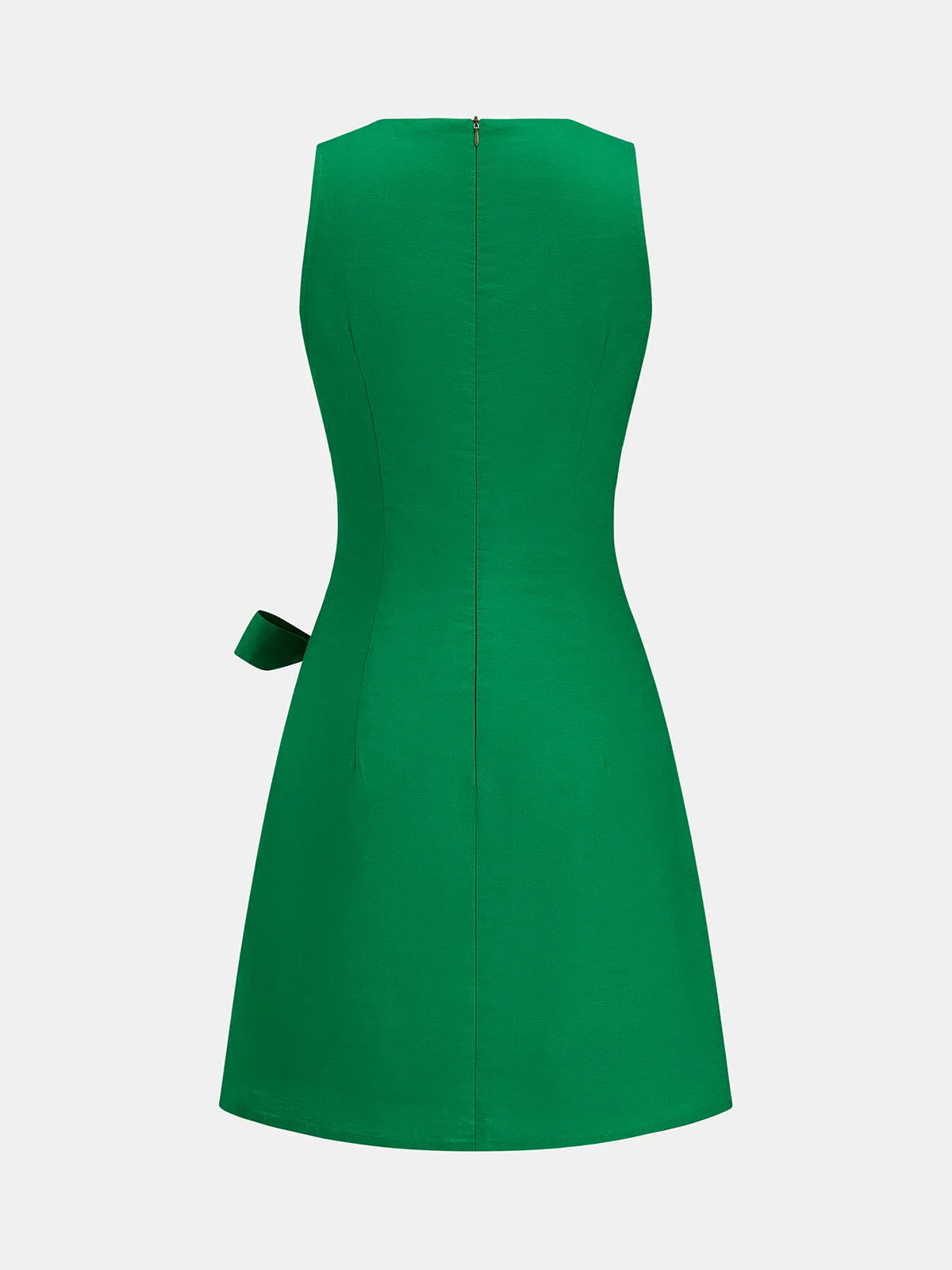 Cotton Linen Wrap Tie Sleeveless Mini Dress sold by COMMENSE product image thumbnail 3