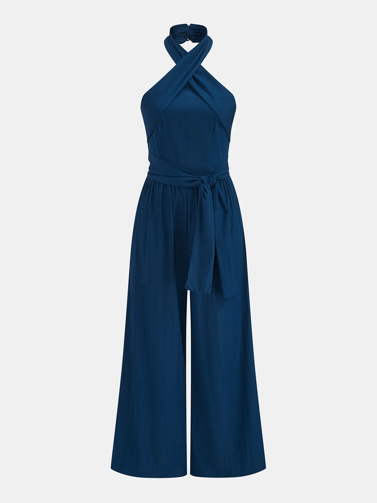 Cross Halter Tie Waist Wide Leg Jumpsuit sold by COMMENSE product image thumbnail 2