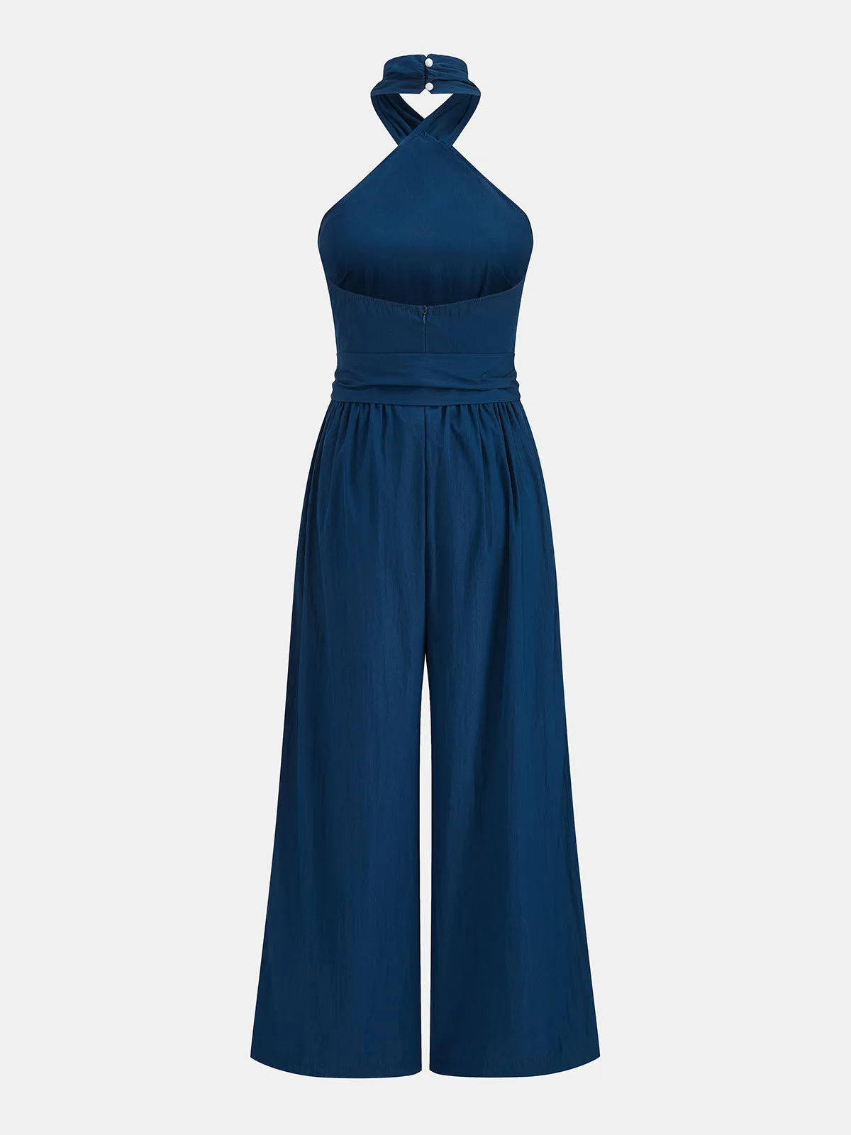 Cross Halter Tie Waist Wide Leg Jumpsuit sold by COMMENSE product image thumbnail 3