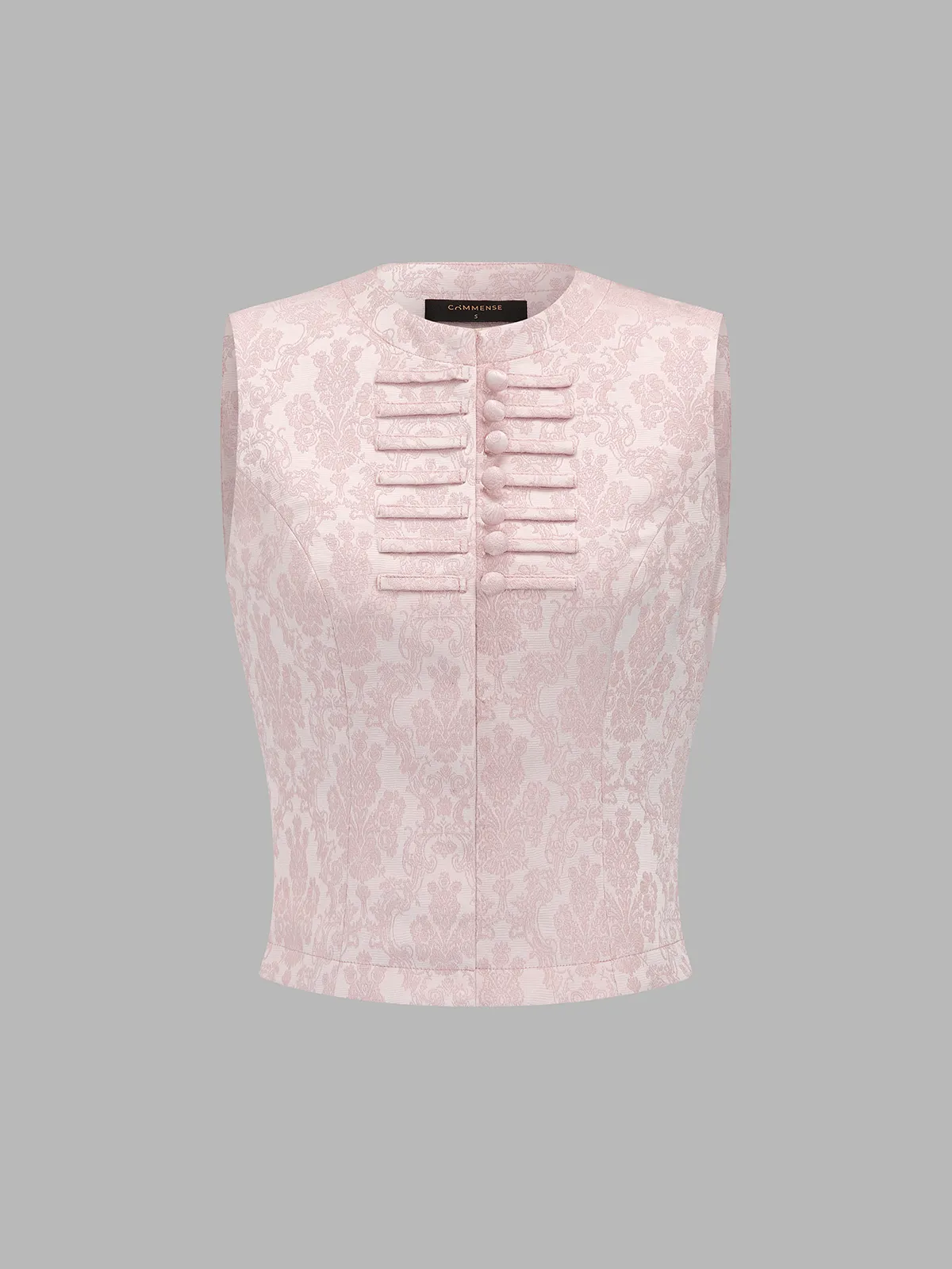 Jacquard Frog Button Sleeveless Top sold by COMMENSE product image thumbnail 2