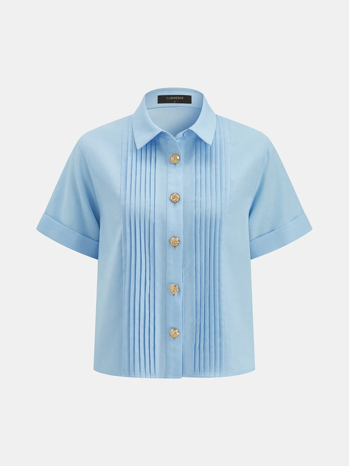 Metal Button Pleated Two Piece Shorts Set sold by COMMENSE product image thumbnail 3