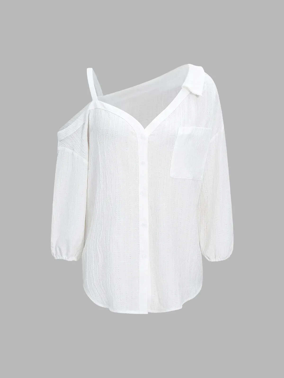 Textured Cold Shoulder Blouse sold by COMMENSE product image thumbnail 2