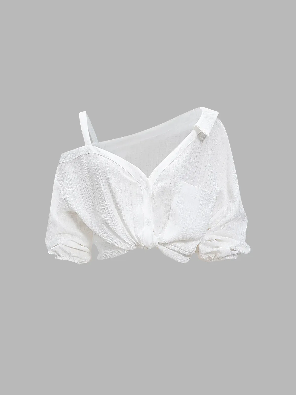 Textured Cold Shoulder Blouse sold by COMMENSE
