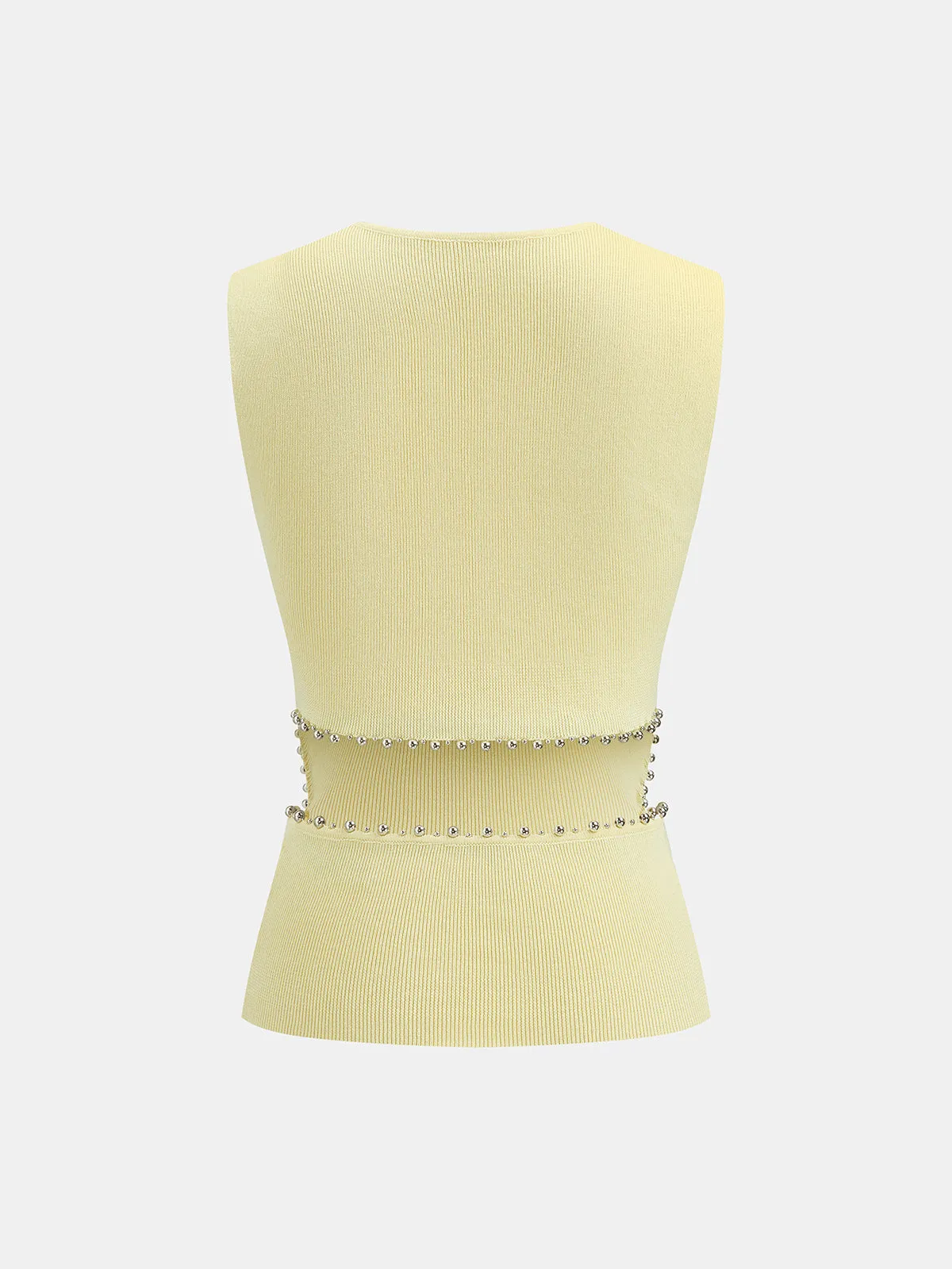 Bead Cutout Ribbed Knit Tank Top sold by COMMENSE product image thumbnail 2