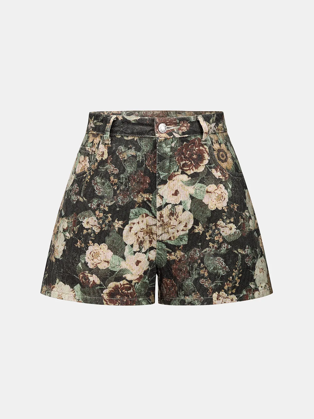 Vintage Floral Denim Shorts sold by COMMENSE