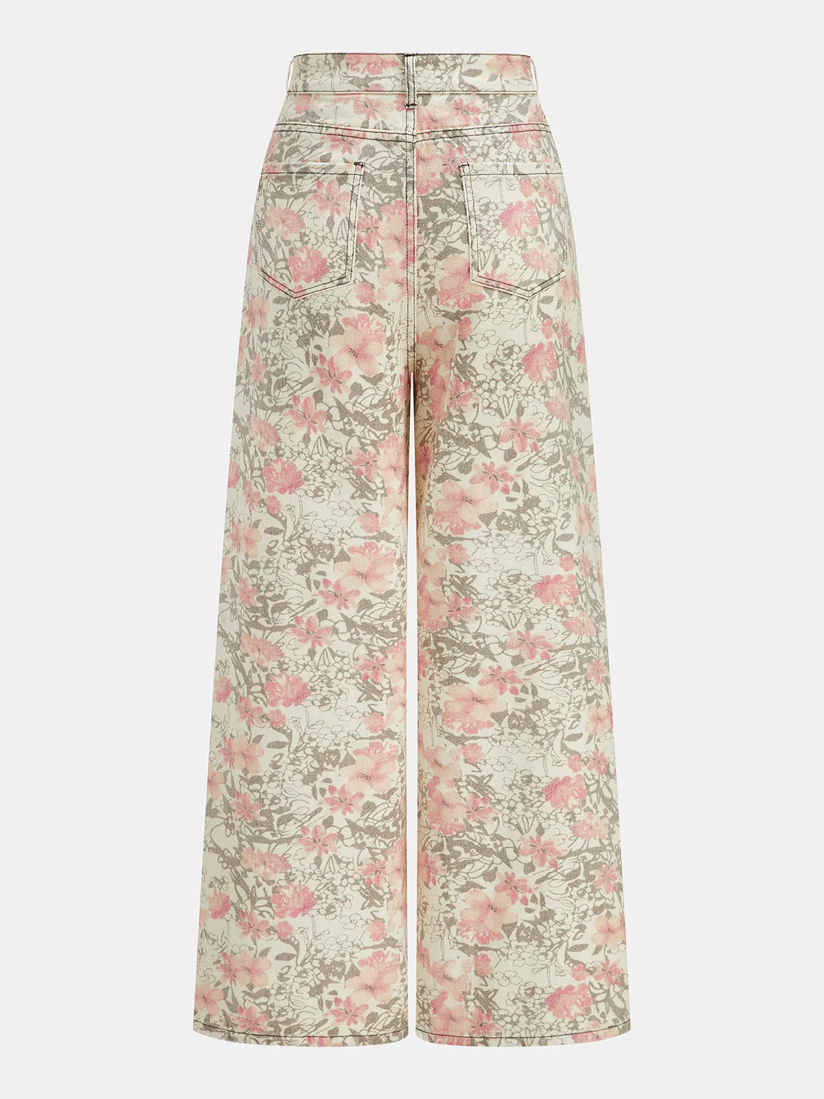 Floral Mid Waist Wide Leg Jeans sold by COMMENSE product image thumbnail 2