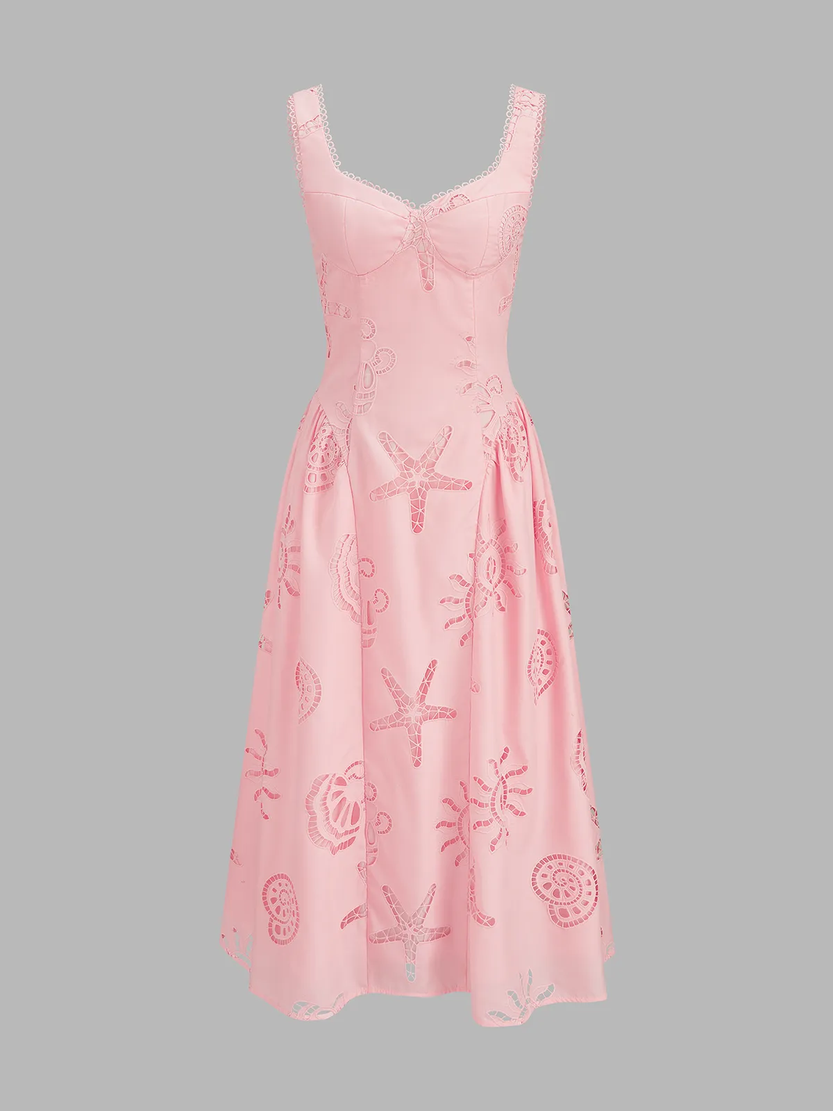 Ocean Cutwork Flared Midi Dress sold by COMMENSE product image thumbnail 2