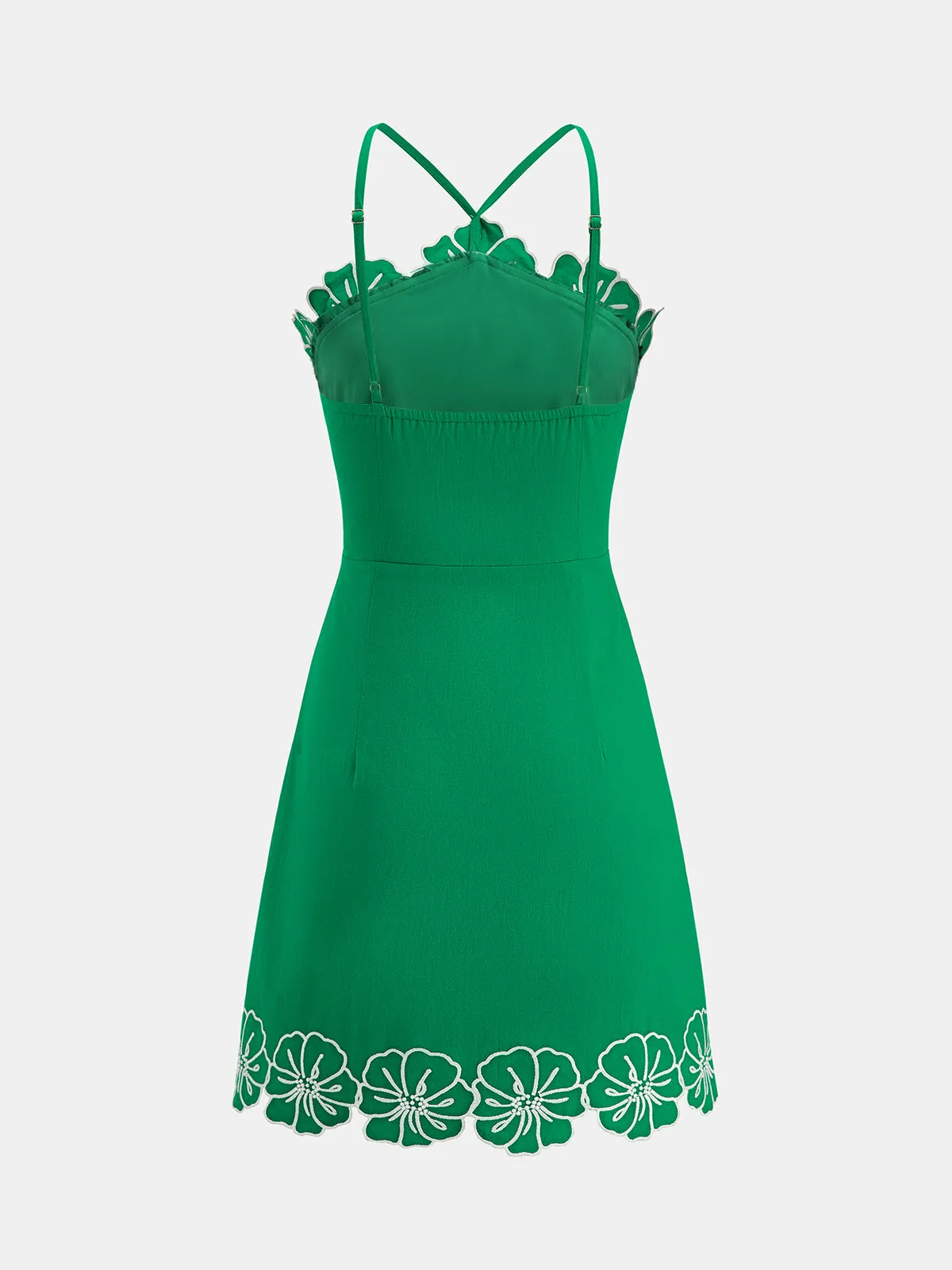 Cotton Floral Embroidered Cami Mini Dress sold by COMMENSE product image thumbnail 3