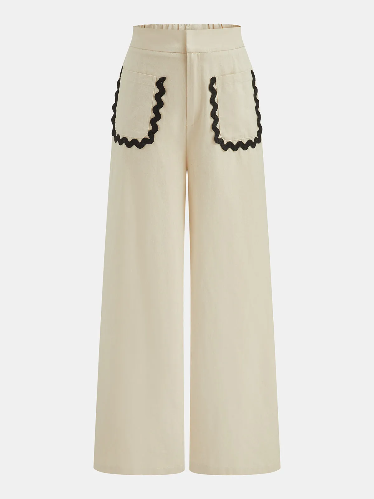 Cotton Linen Scallop Trim Two Piece Pants Set sold by COMMENSE product image thumbnail 5