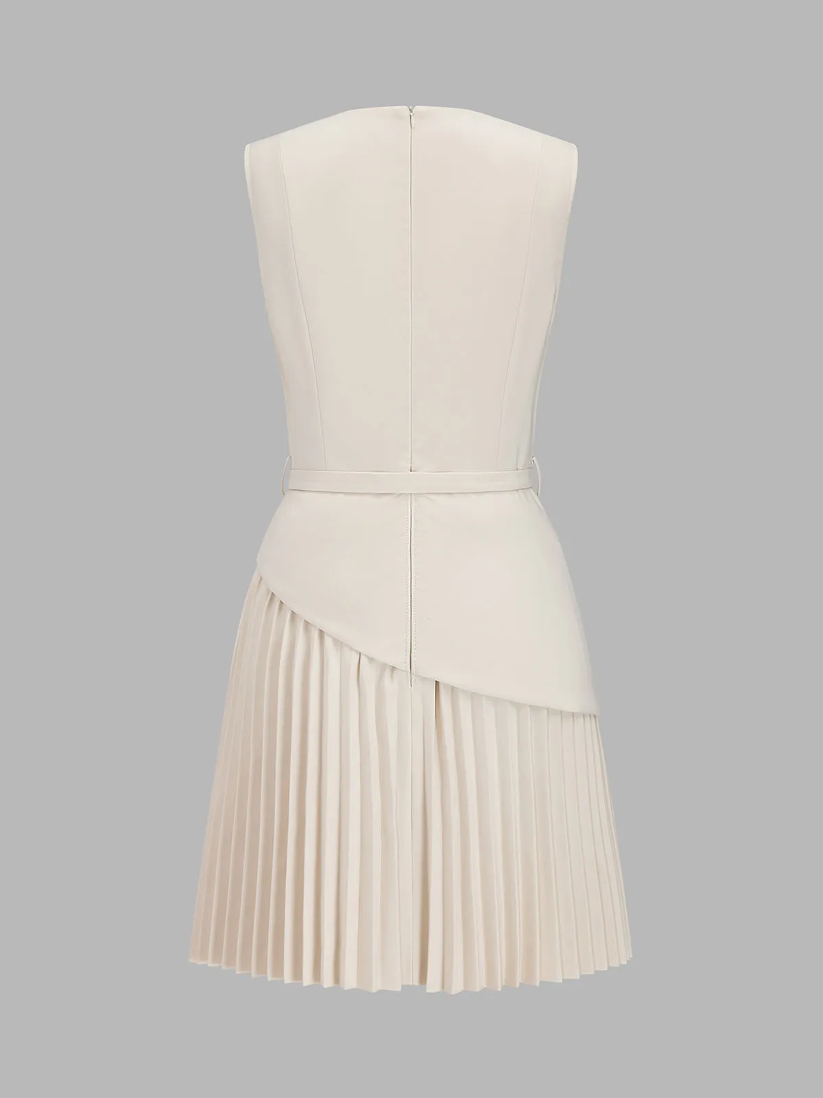 Sleeveless Belted Pleated Mini Dress sold by COMMENSE product image thumbnail 3