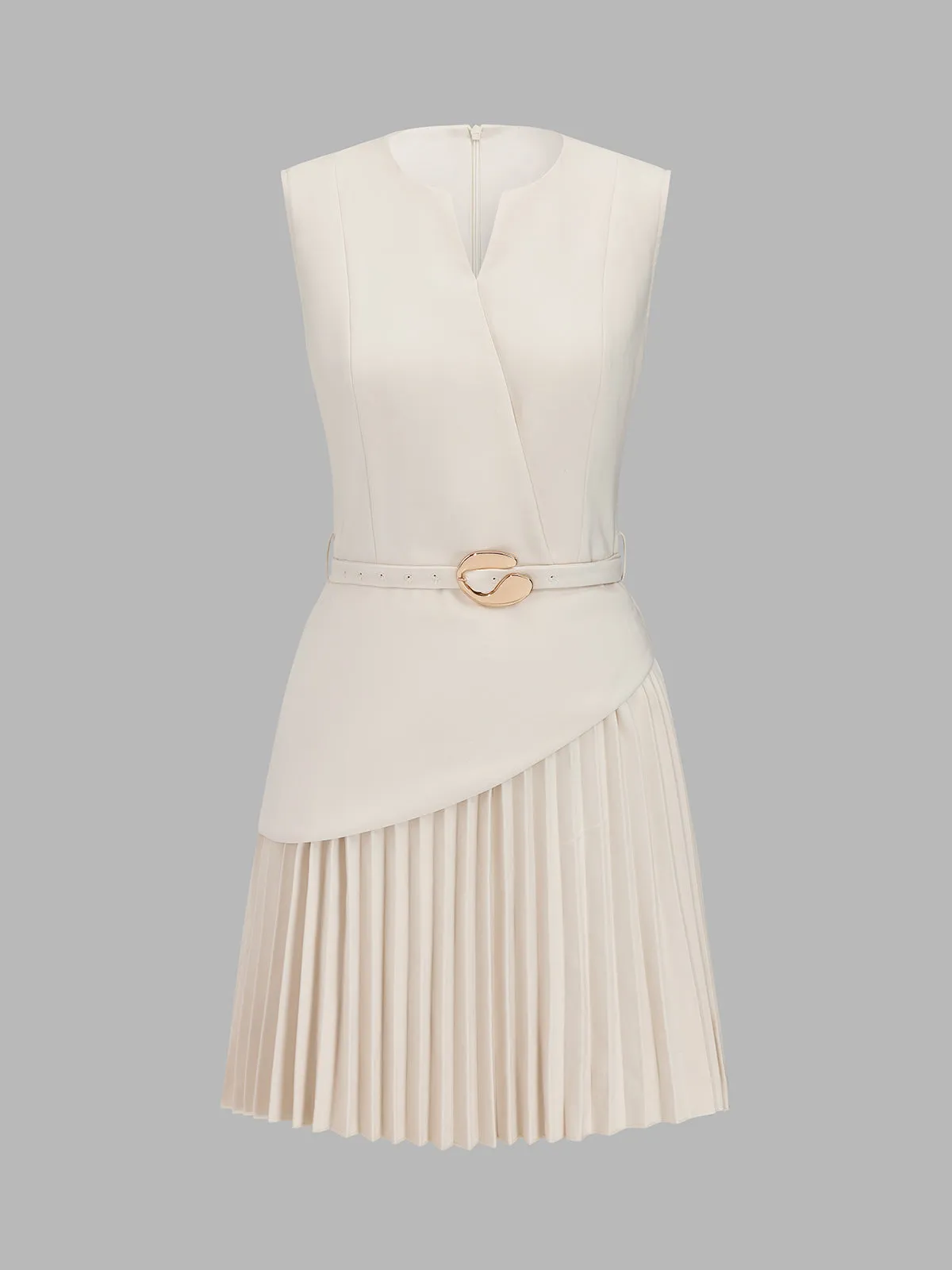 Sleeveless Belted Pleated Mini Dress sold by COMMENSE product image thumbnail 2