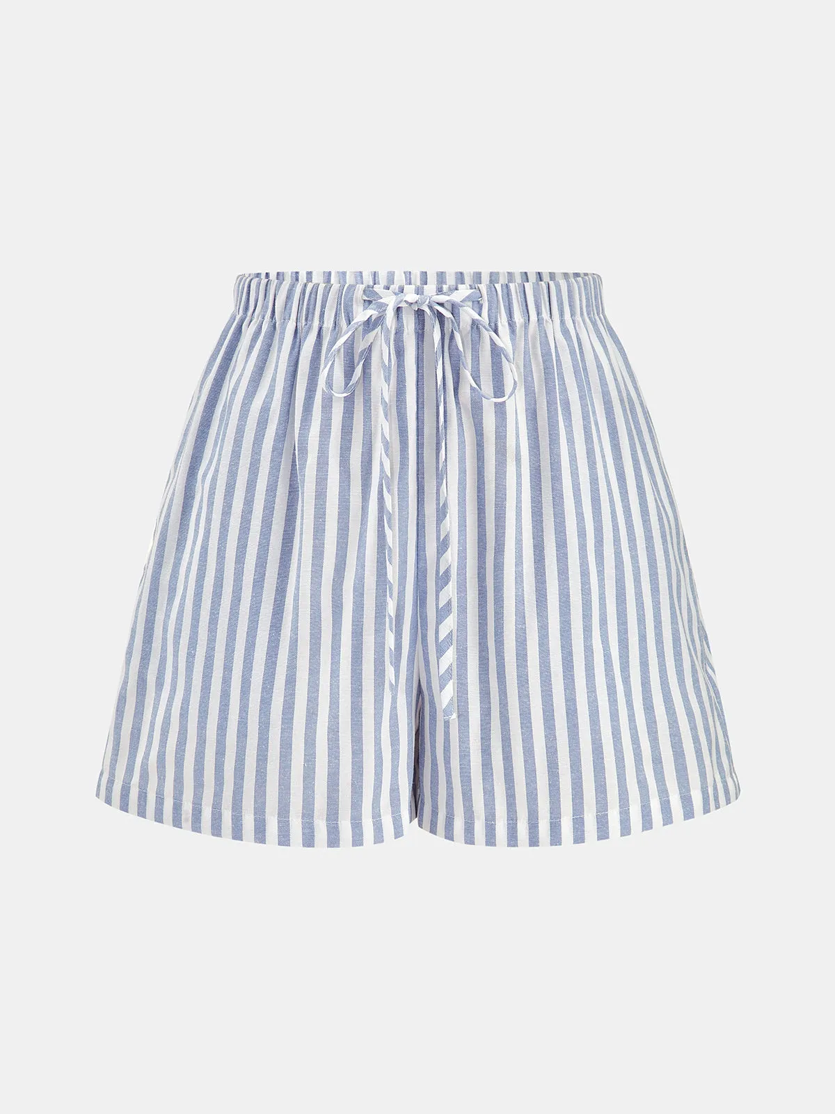Striped Halter Top & Drawstring Shorts Set sold by COMMENSE product image thumbnail 5